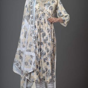 Floral Printed Cotton Ethnic Alia Cut Suit (XL) (1)