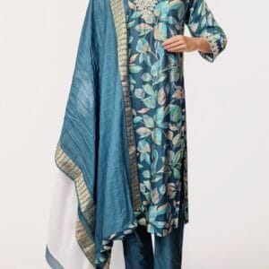 Green Floral Printed Cotton Ethnic Straight Suit (1)