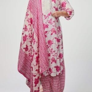 Pink Floral Printed Cotton Ethnic Straight Suit (1)