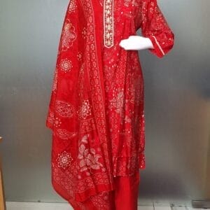 Red Printed Pure Muslin Ethnic Straight Suit (1)